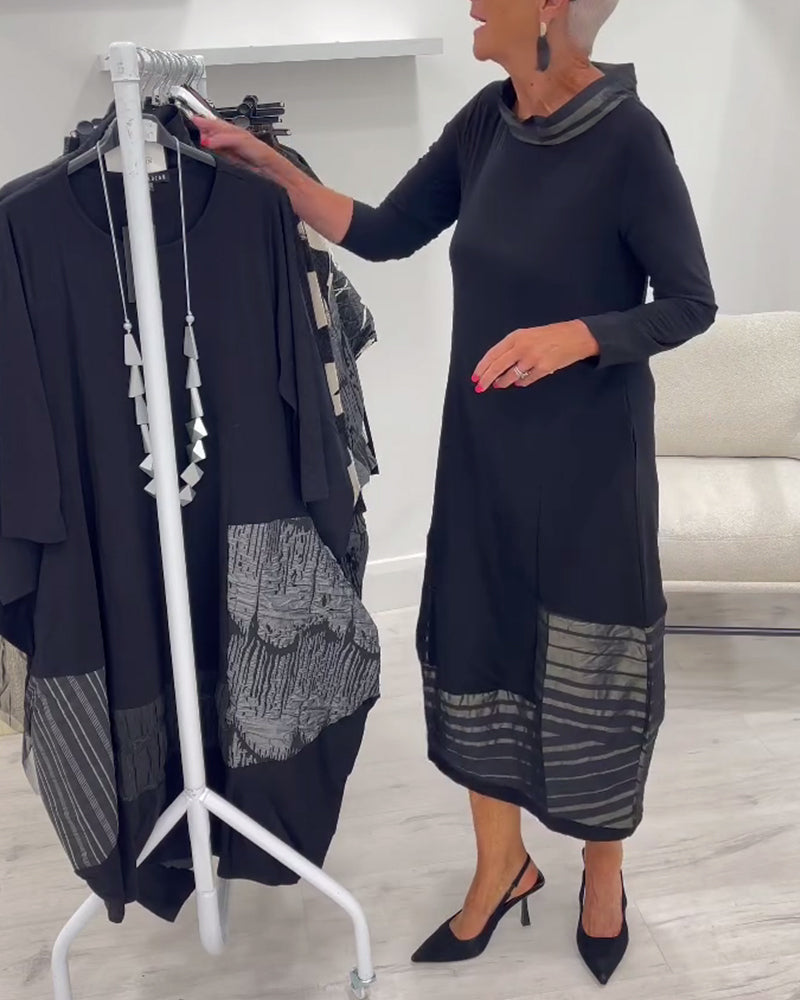 Robe Tendance Couleur Unie À Empiècements