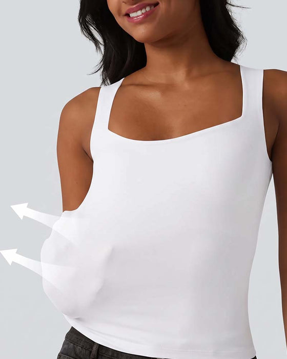 Débardeur Unie Col Carré Soutien-Gorge Intégré