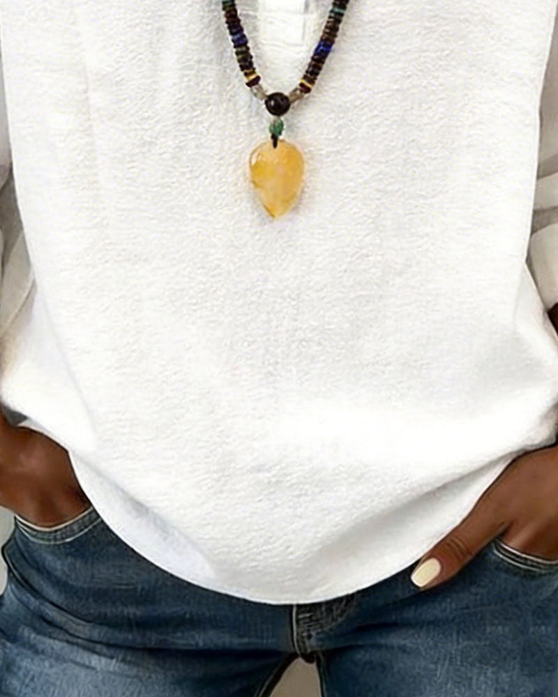 Blouse Col Rond Boutonnage Manche Longue