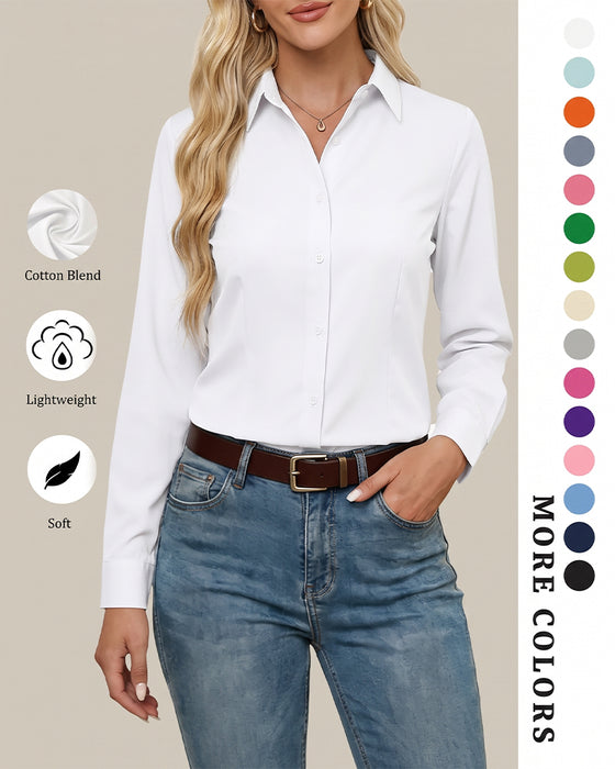Chemise Col Manche Longue Uni Décontracté