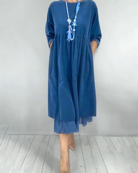 Robe Double Couche Ample Mesh Patchwork