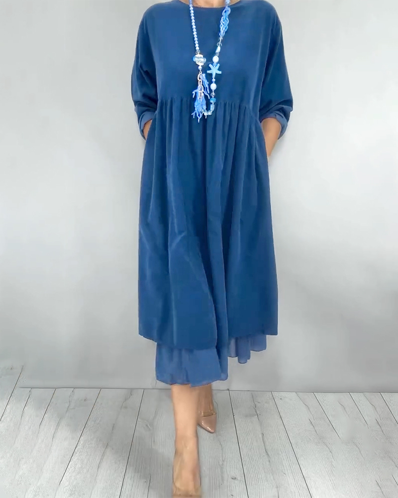 Robe Double Couche Ample Mesh Patchwork