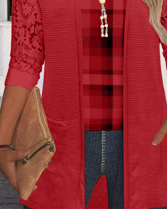 Haut À Fausse Coupe Deux Pièces À Carreaux