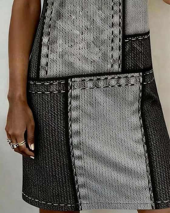 Robe Rétro Manches Courtes Droite