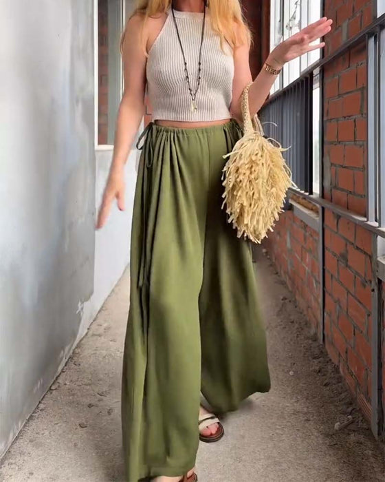 Pantalon Lâche Cordon De Serrage Large Jambe