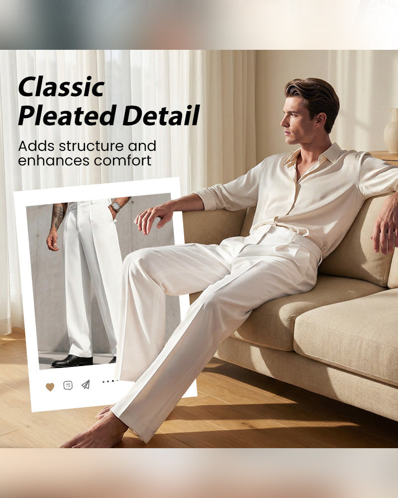 Pantalon Homme Décontracté Plissé Jambe Large