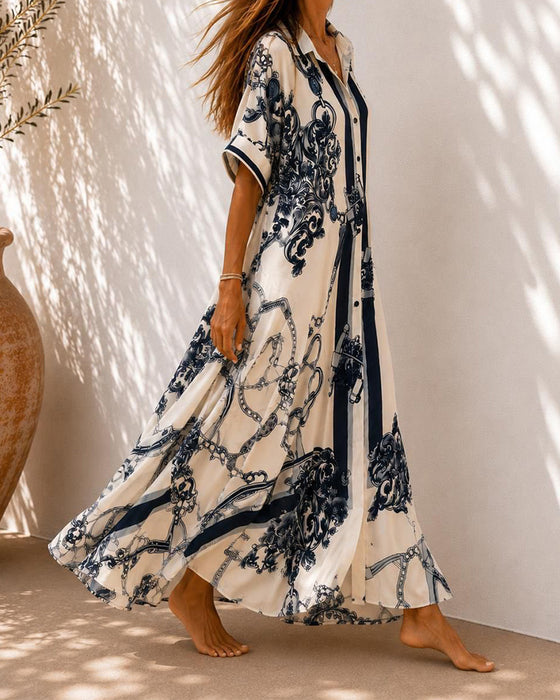 Robe Vintage Volute Revers Chemise