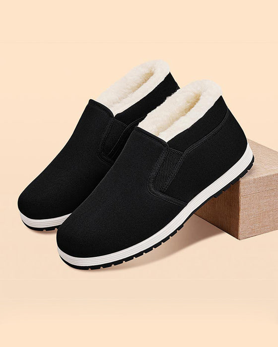 Chaussures Pour Homme En Coton Avec Doublure En Fausse Fourrure Super Chaude Et Semelle Antidérapante.