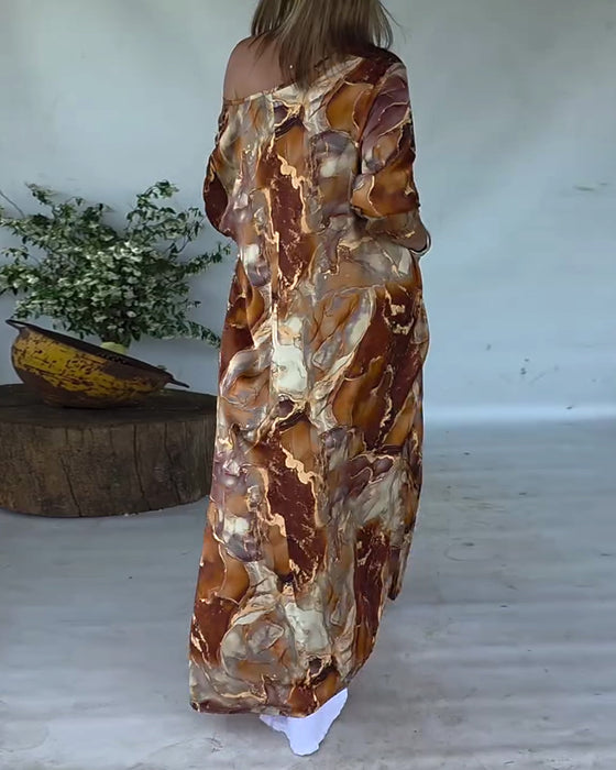 Blouse Fendue Imprimée À La Mode