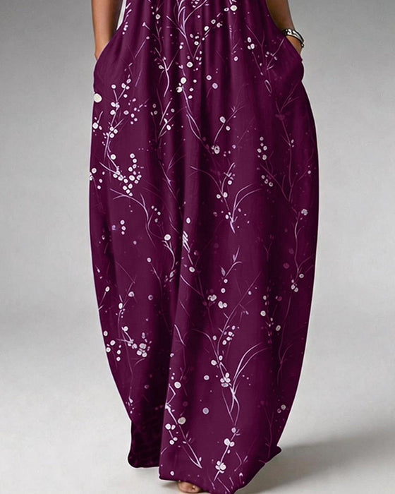 Robe Sans Manches Bouton Tricot Imprimé