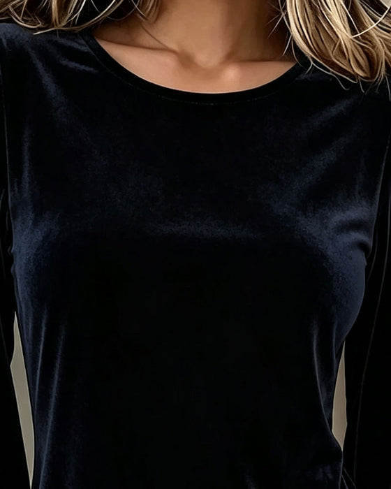 Haut Col Rond Manches Bouffantes Dentelle Patchwork