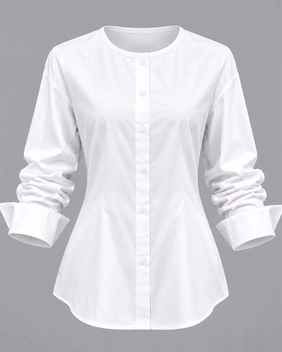 Ensemble Bouton Incliné Col Montant Gilet Chemise