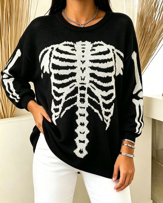 Pullover Col Rond Manches Longues Imprimé