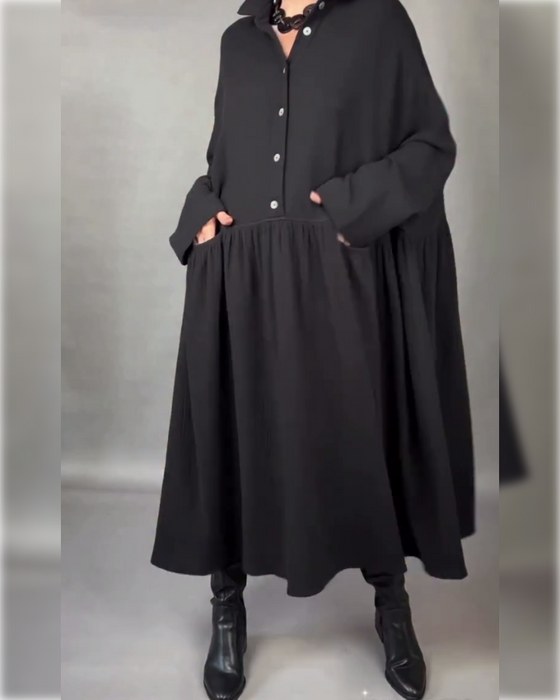 Robe Oversize En A Avec Col À Boutons