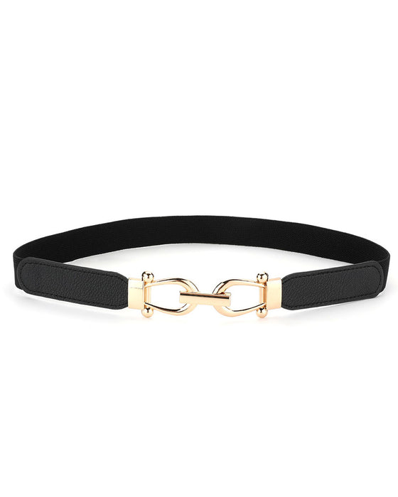 Ceinture Taille Stretch Pour Femme Ceinture Élastique Rétro Fine Avec Boucle Dorée