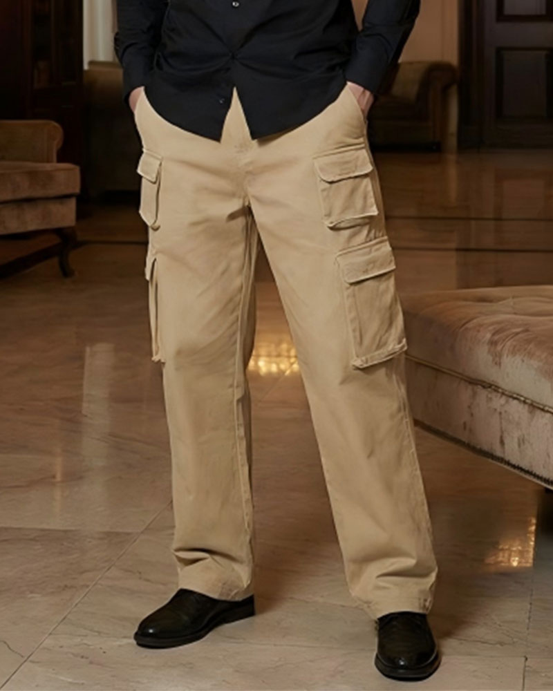 Pantalon Homme Multi-Poche Jambe Droite Cargo