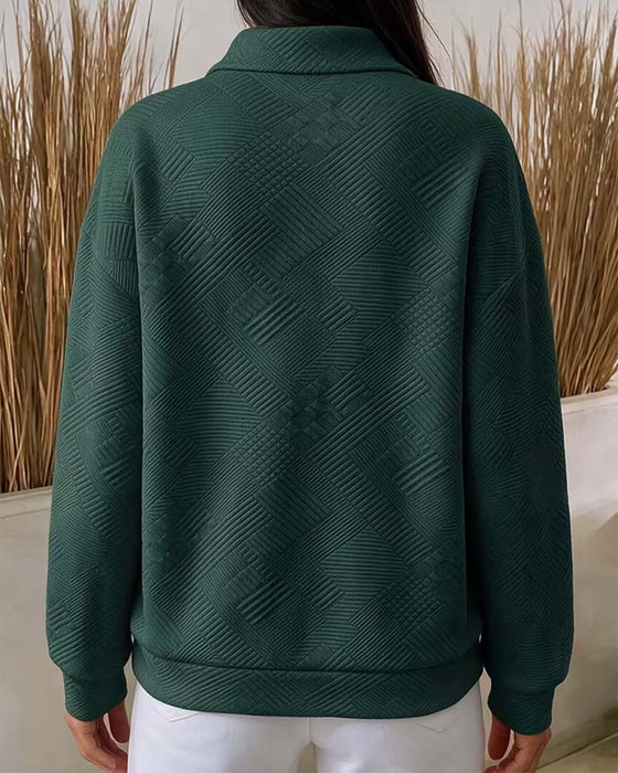 Sweat Uni Demi-Zip Col À Revers