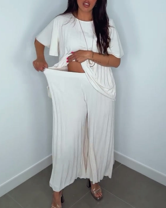 Ensembles amples plissés de couleur unie