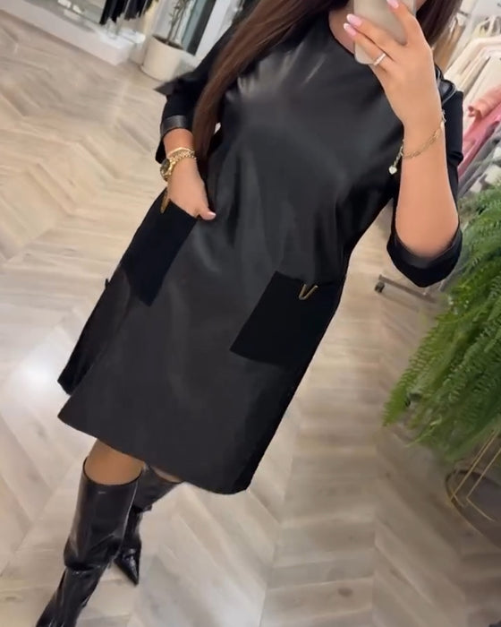 Robe fourreau à poches en patchwork tendance