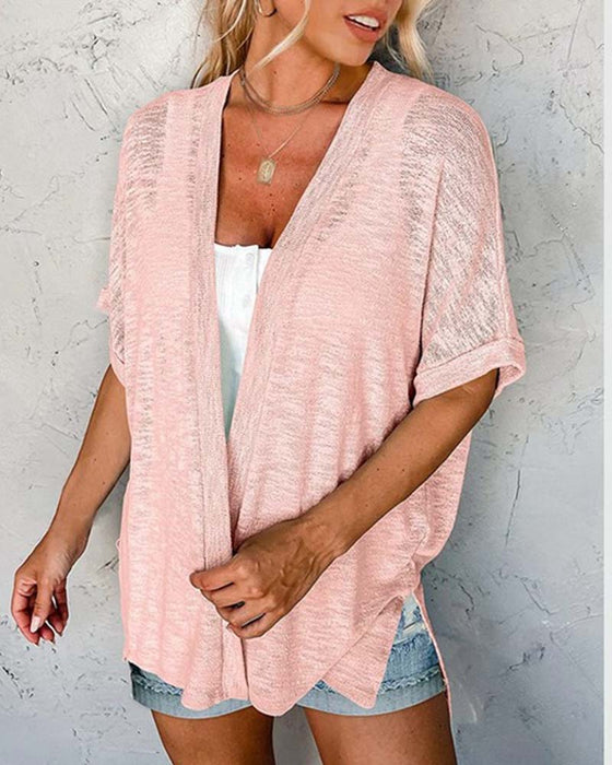 Manteau Manches Courtes Décontracté Unie