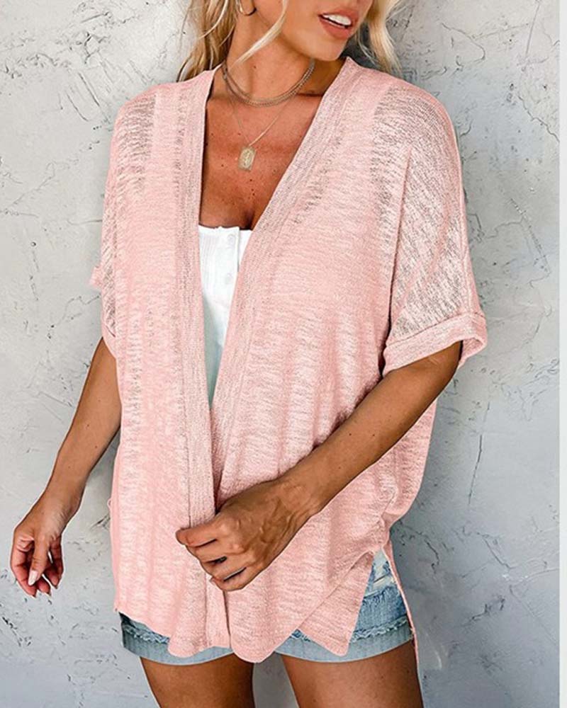 Manteau Manches Courtes Décontracté Unie