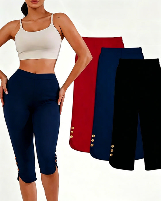 Leggings Uni Ajusté Raccourci