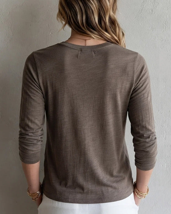 T-Shirt Ourlet Attacher Manches Longues