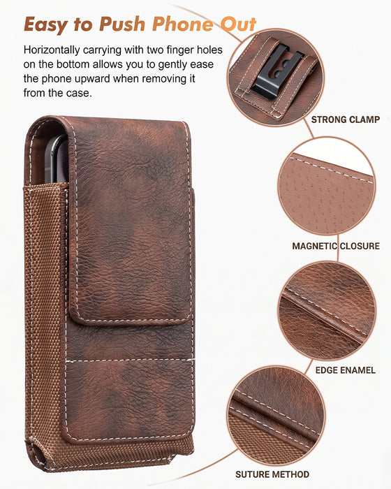 🔥 Étui De Ceinture Pour Téléphone 📱 Holster En Cuir Multi-Poches Avec Porte-Cartes