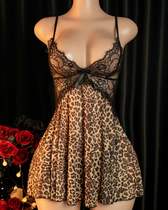 Lingerie Bretelles À Pois Léopard Imprimé