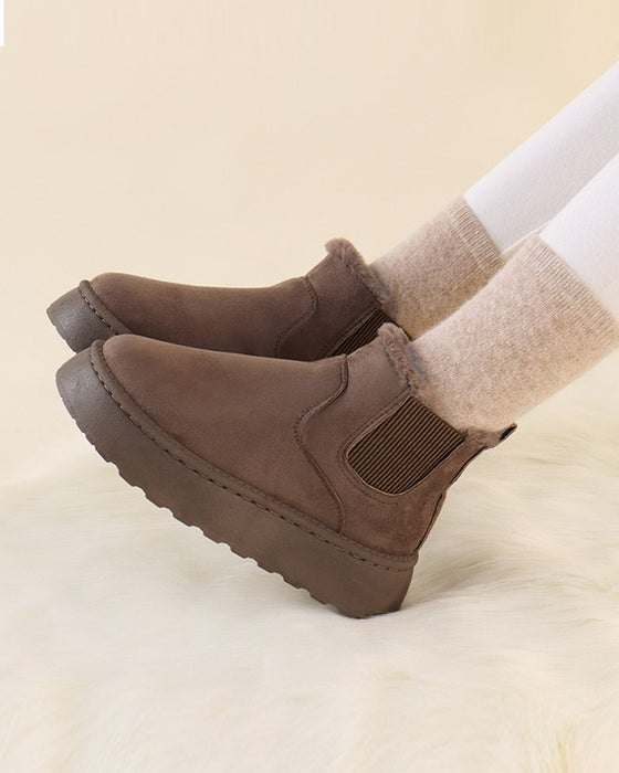 Bottes de neige à semelles épaisses de couleur unie