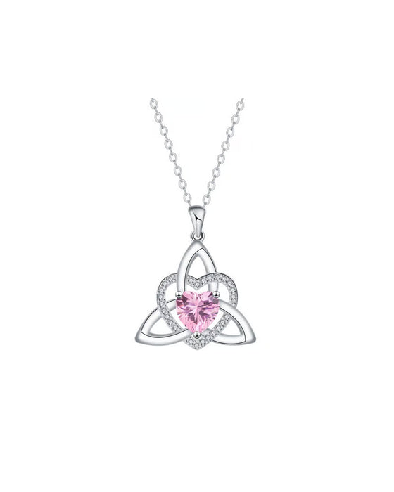Collier Cœur Nœud Trinitaire Celtique Pierre De Naissance ✨ Pendentif Cœur Nœud Trinitaire Celtique Pierre De Naissance