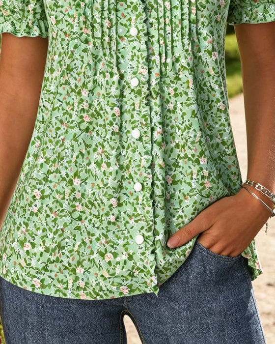 Blouse Col V Imprimé Floral