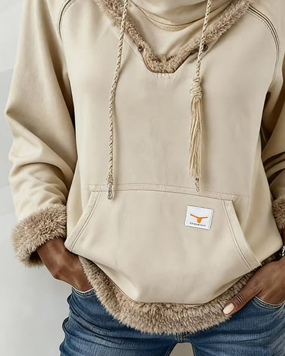 Sweat À Manches Longues À Détails Patchwork Et Poche