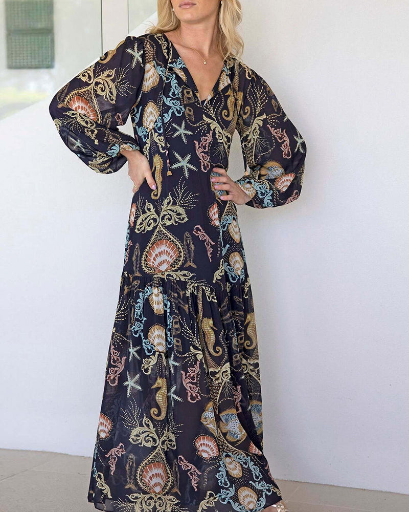 Robe Océan Élément Imprimé Maxi