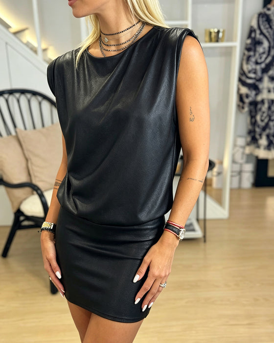 Robe Sans Manches Décontractée Unie