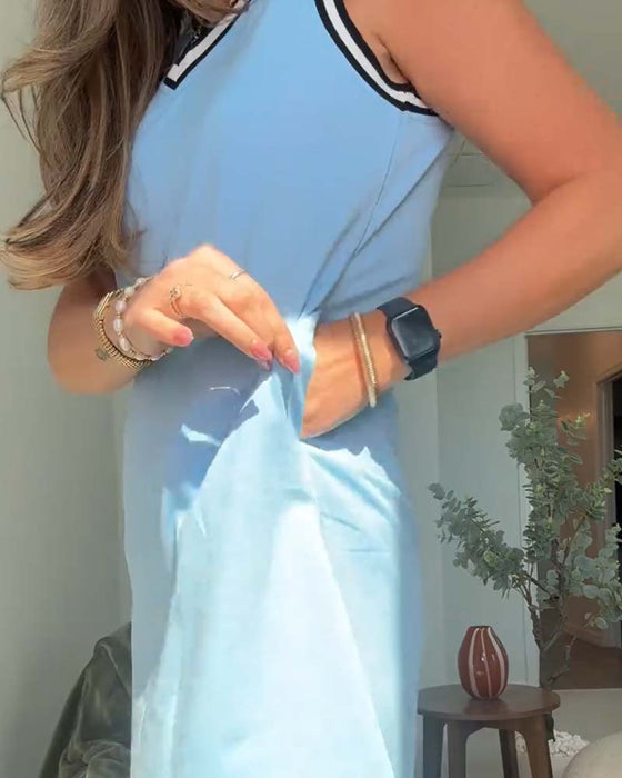 Robe Col En V Bloc De Couleur Active Débardeur
