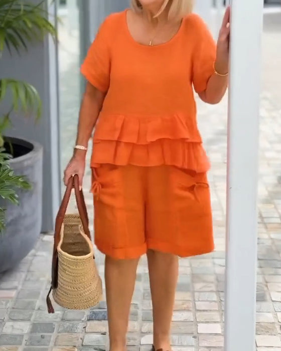 Ensemble Deux Pièces Volanté Manche Courte & Short
