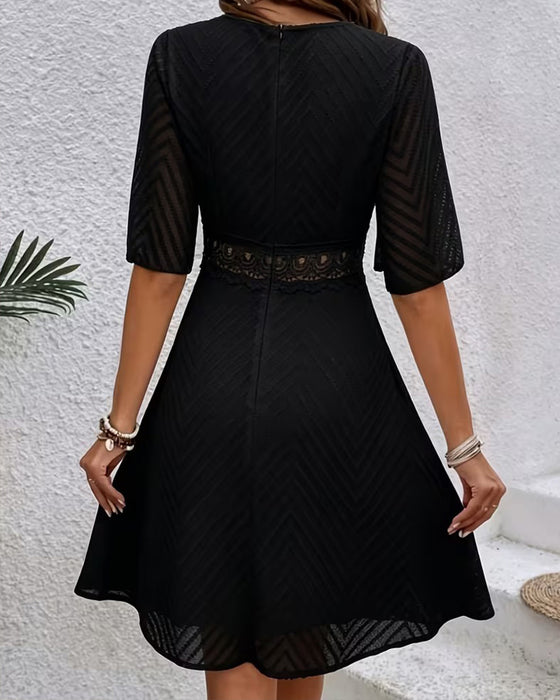 Robe Col En V Dentelle Patchwork Découpé