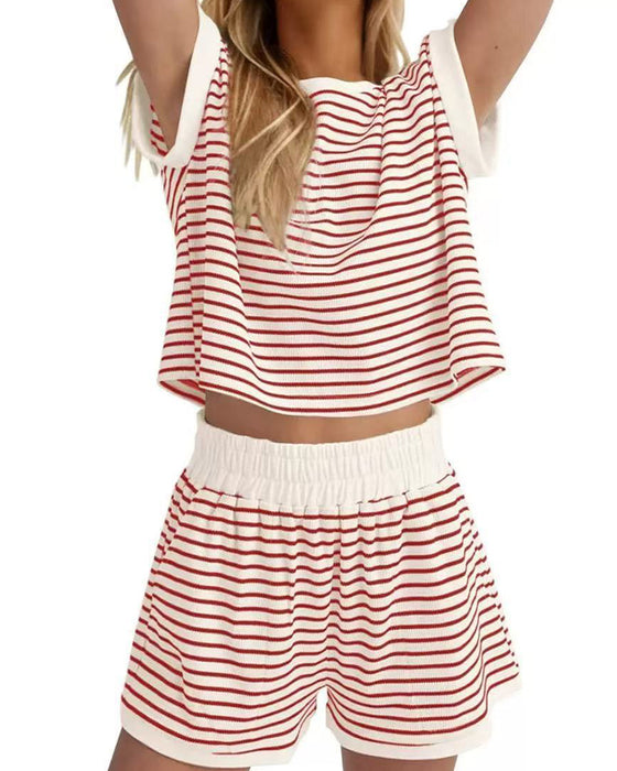 Ensembles Rayé Manche Courte Taille Élastique