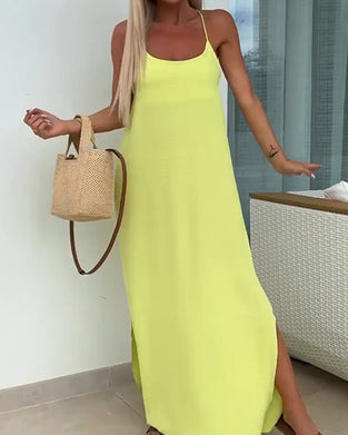 Robe Col Rond Unie Bretelles