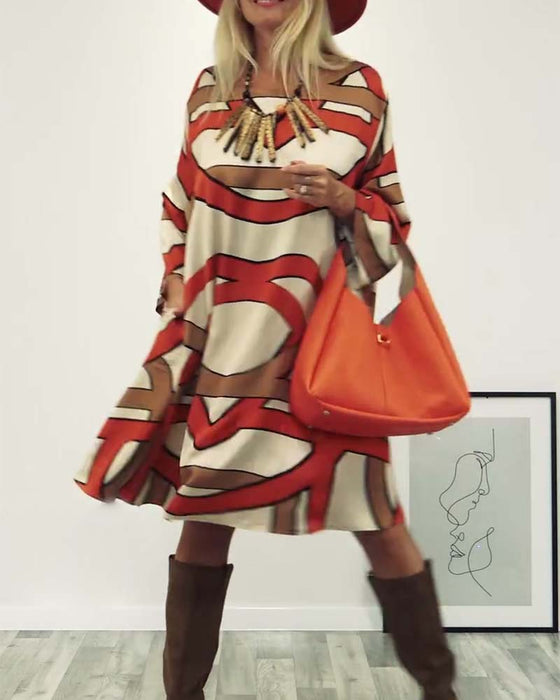 Robe imprimée design col rond