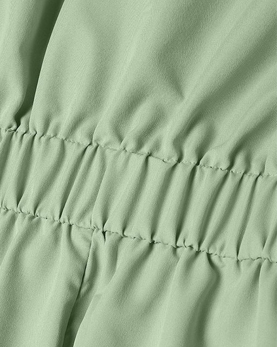 Robe A-Ligne Attache Taille Haute Bouton