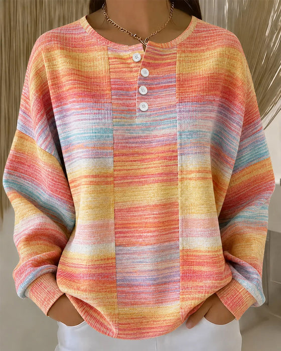 Sweatshirt Col Rond Bouton Ombre