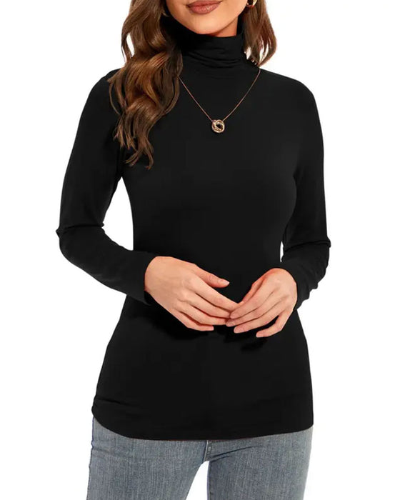 Haut Uni Demi Col Roulé Sous-Couche