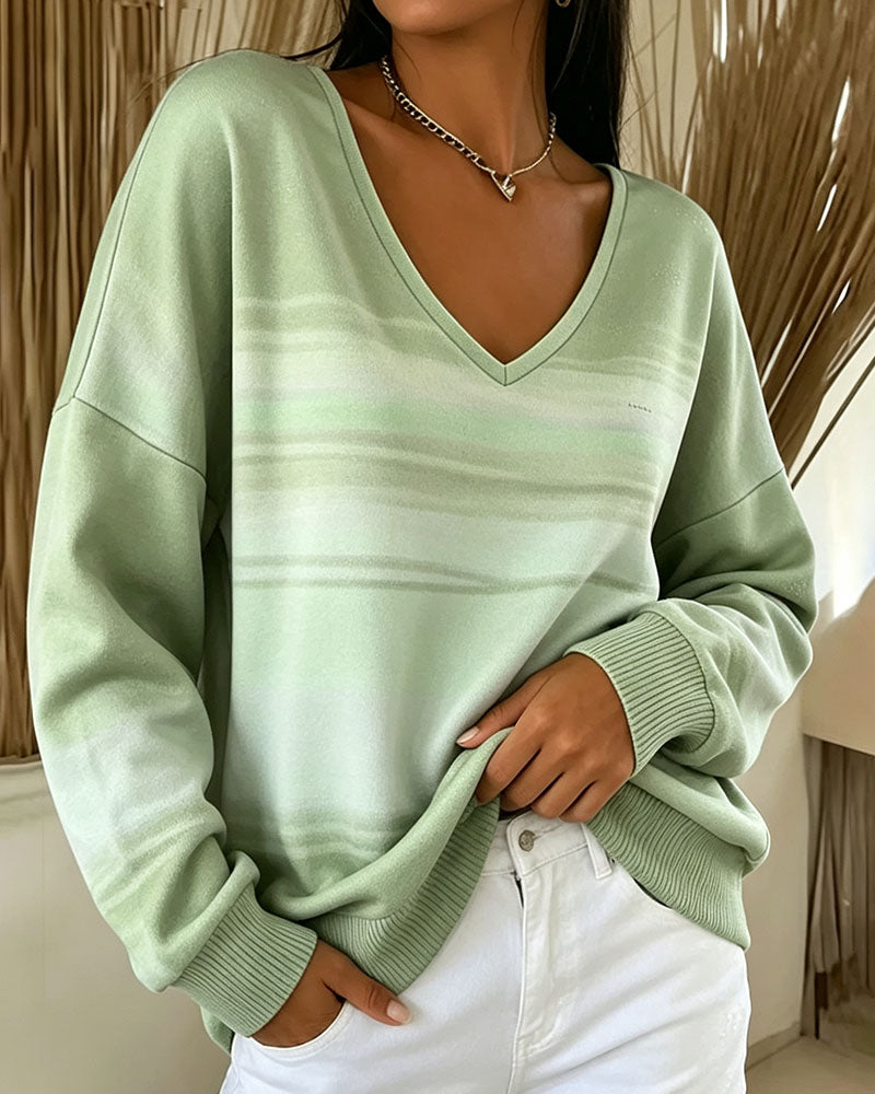 Sweatshirts Col V Manche Longue Ombre