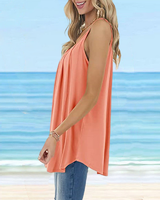Camisole Femme Basique Col Rond