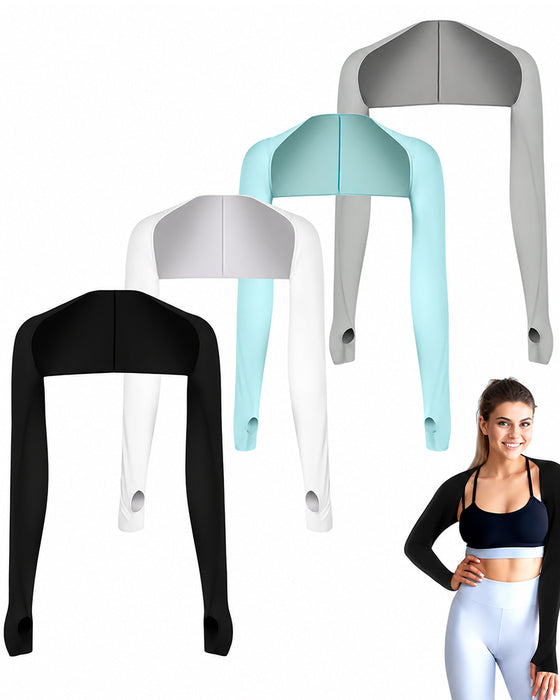 Manches De Protection UV Rafraîchissantes 4 Pièces Pour Femme Avec Trous Pour Les Pouces