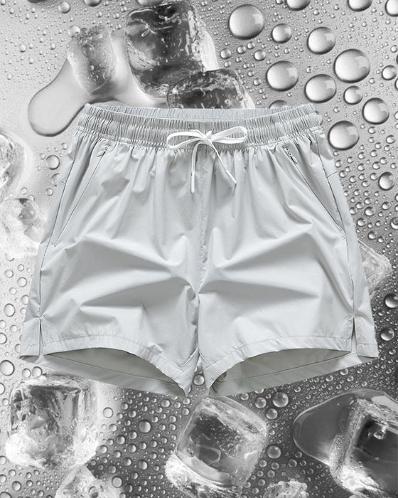 Shorts Hommes Taille Élastique Poche Séchage Rapide Ice-Soie Sport
