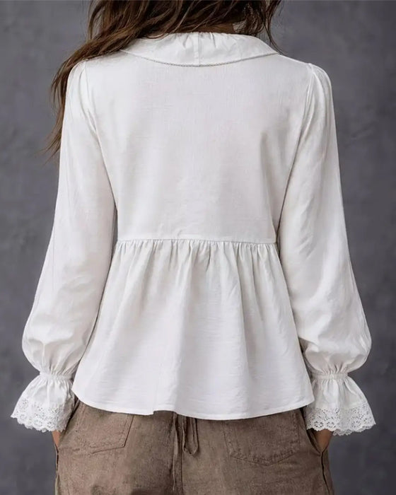 Blouse À Fermeture Éclair Et Manches À Volants