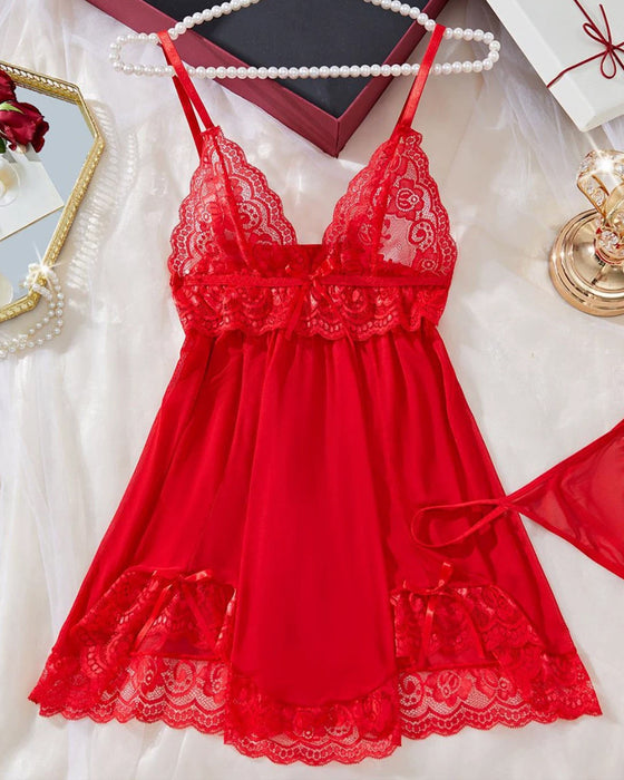 Set Dentelle Sheer Robe De Nuit